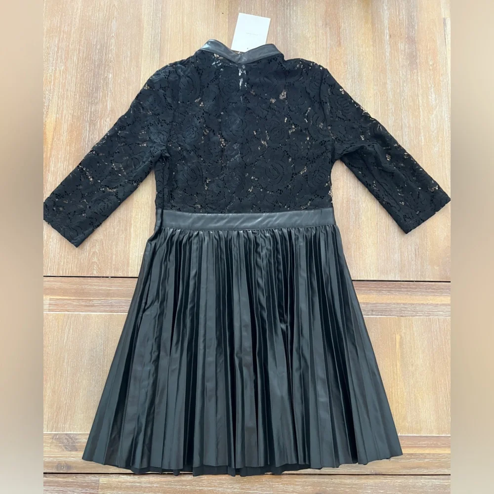 NWT Avantlook Dress - Black Lace and Faux Leather pleated - Picture 4 of 6
